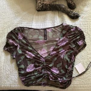 Urban Outfitters Floral Mesh Crop Top